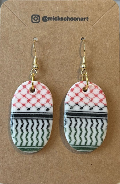 Oval Gradient Keffiyeh Earrings (Gold Hooks)