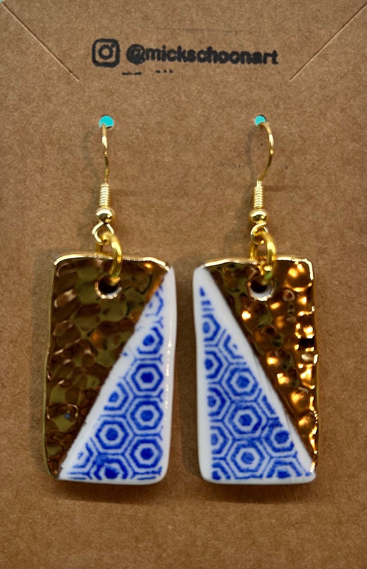 Rectangle porcelain earrings with (nickle free hooks)